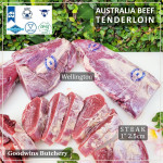 Beef Tenderloin frozen Australia (A) BUDGET steak cuts 2" 5cm price for 2pcs 600gr (eye fillet mignon daging sapi has dalam) brand NOLAN / McPHEE / CAG